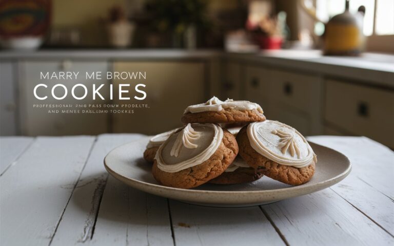 A plate of golden, chewy Marry-Me Cookies loaded with white chocolate chips and pecans, drizzled with caramel, and sprinkled with sea salt.