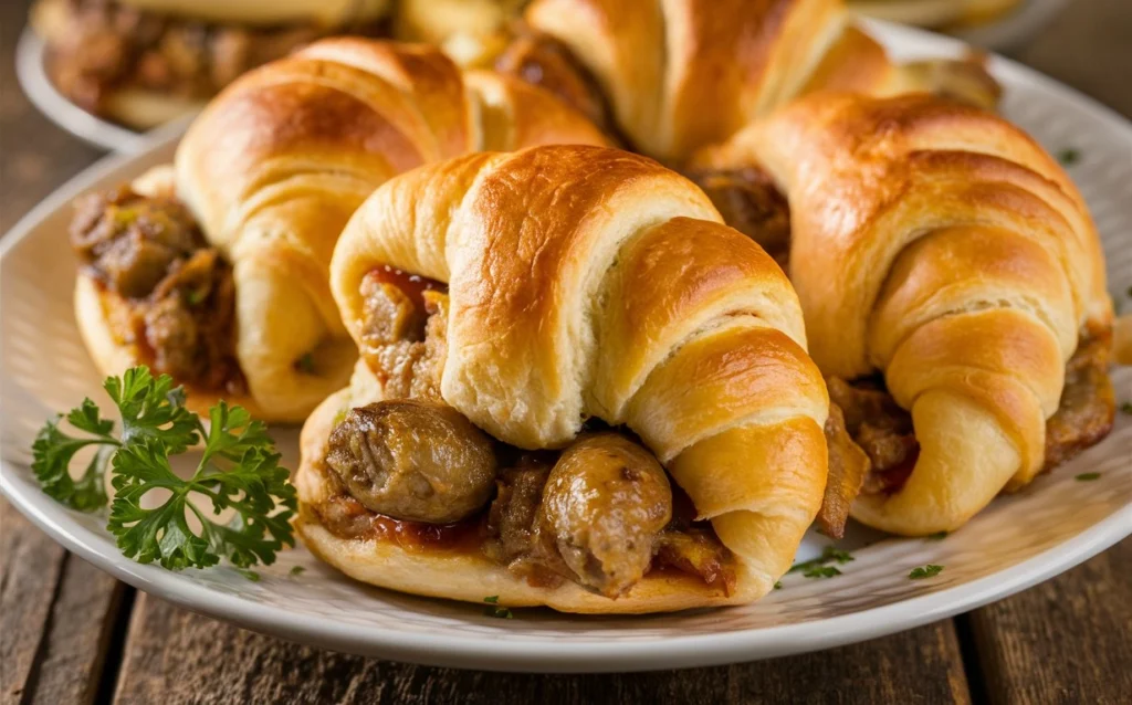 Ingredients for breakfast sausage crescent rolls on a countertop