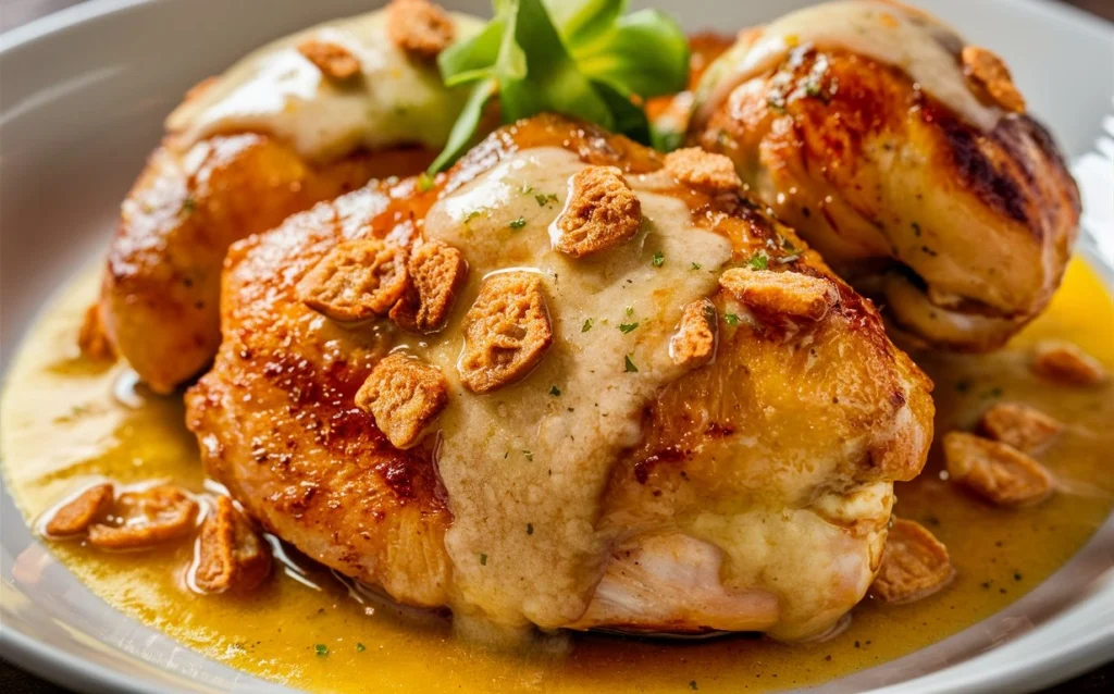 Garlic Parmesan Chicken breasts arranged on a parchment-lined baking sheet ready for the oven.