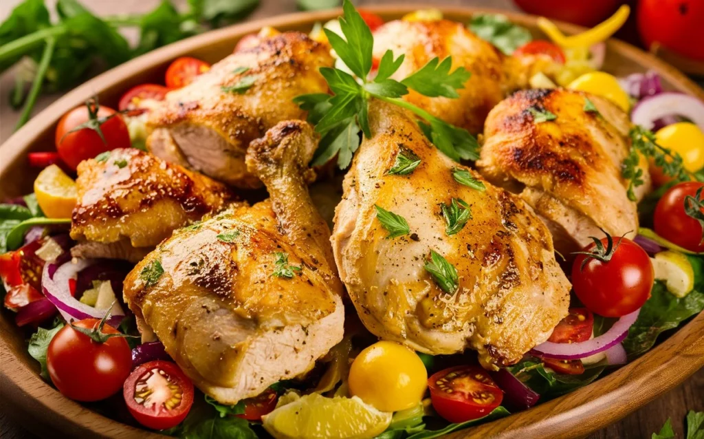 Mediterranean chicken breast with a side of quinoa and fresh herbs