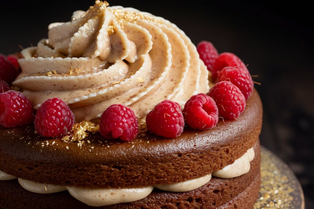 Close-up of a freshly baked Brown Cake with a golden, crackled crust and rich cocoa tones.