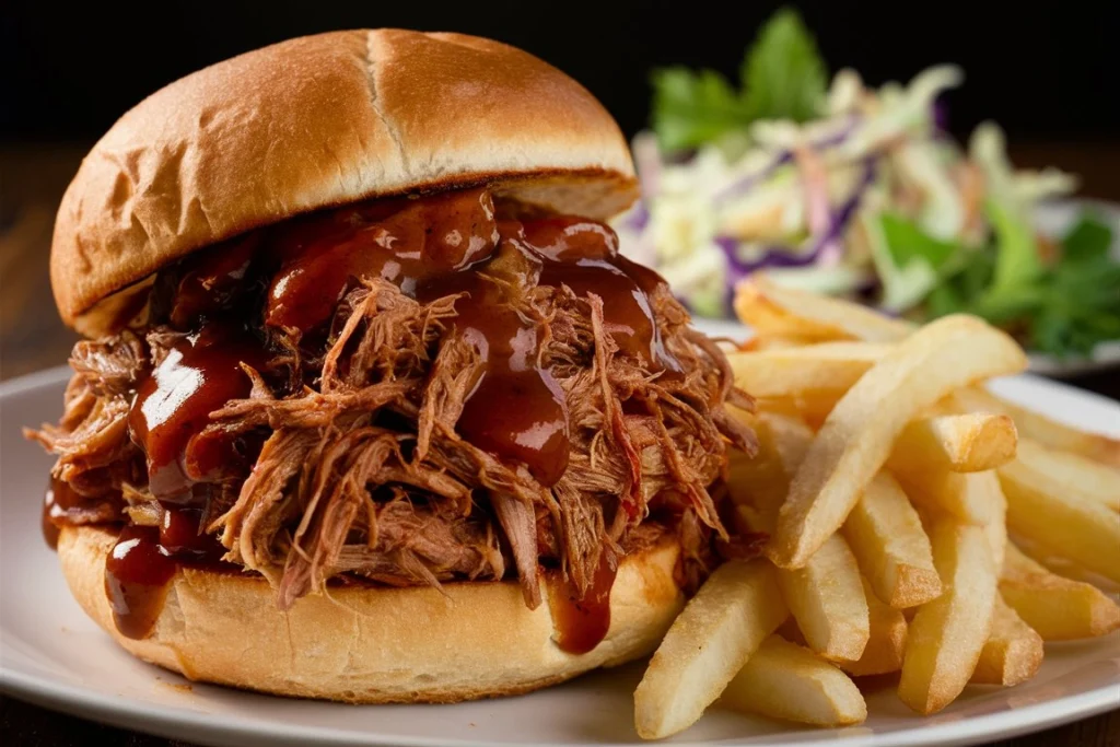 Juicy pulled beef with smoky BBQ sauce in a slow cooker