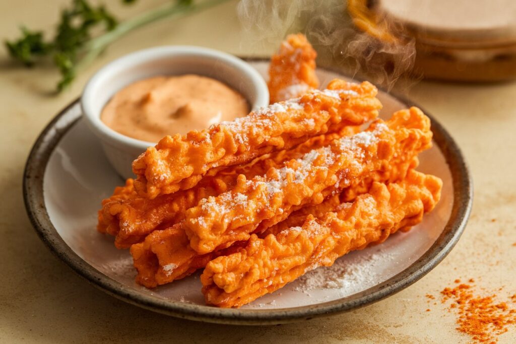 Hot Cheeto Mozzarella sticks served crispy and golden with a spicy crunch."