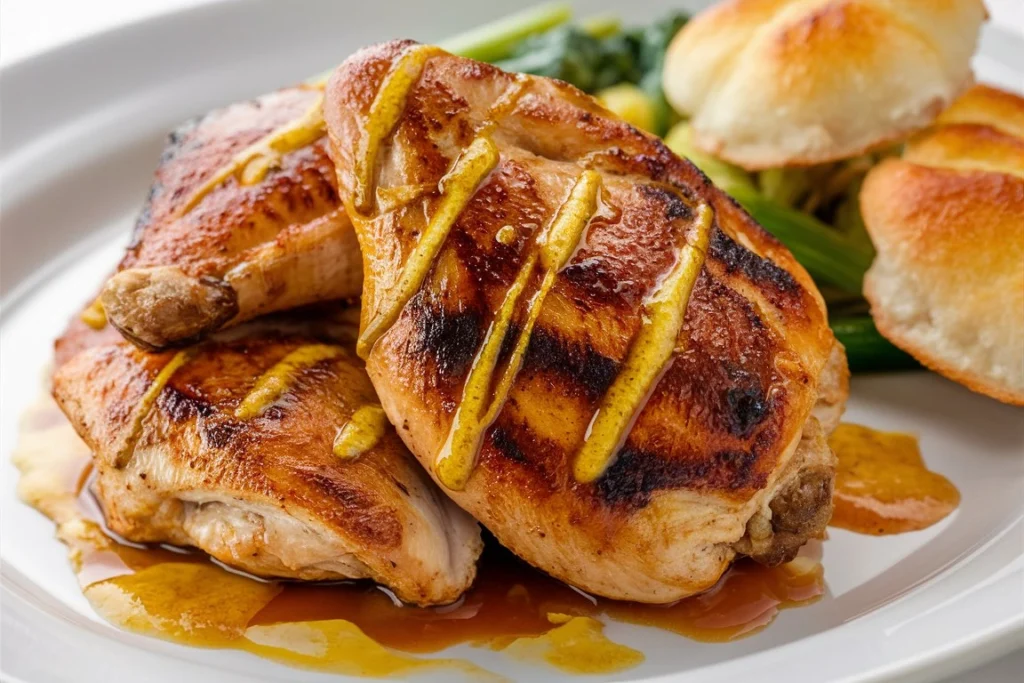 Grilled Citrus Chicken with Glaze served with grilled vegetables