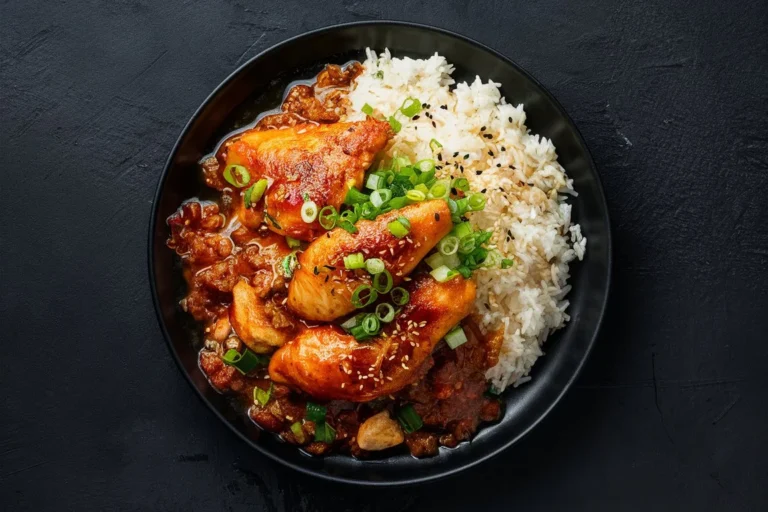 Smothered chicken with a golden-brown crispy exterior