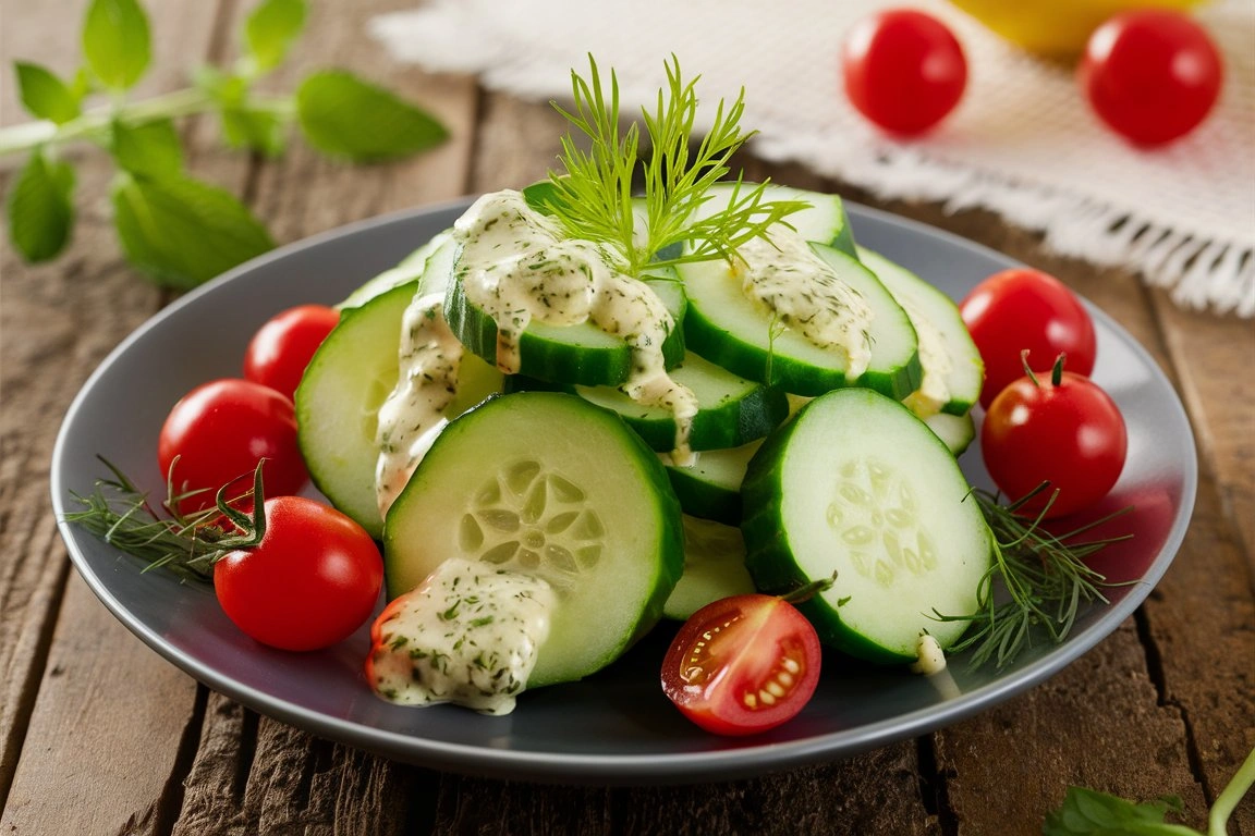 "Cucumber slices topped with smoked salmon, dill, and cream cheese."