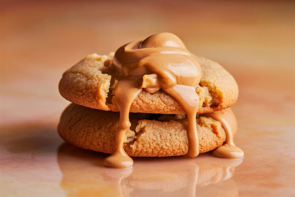 Freshly baked soft peanut butter cookies, arranged on a cooling rack with a sprinkle of sugar.

