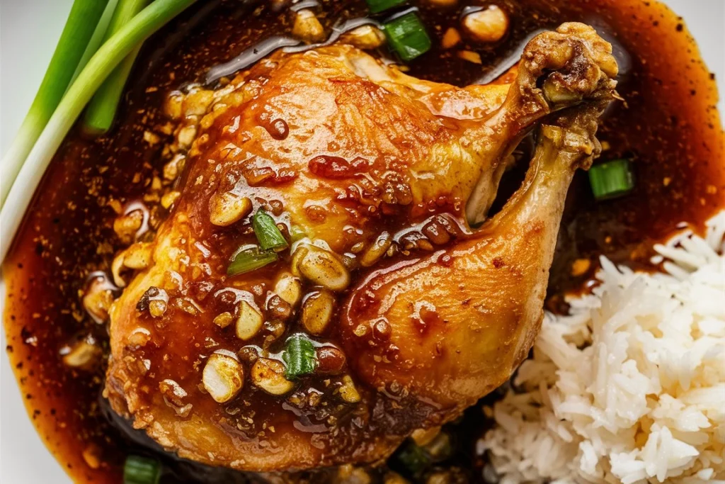  Juicy Brown Sugar Garlic Chicken glazed with a sweet and savory sauce.