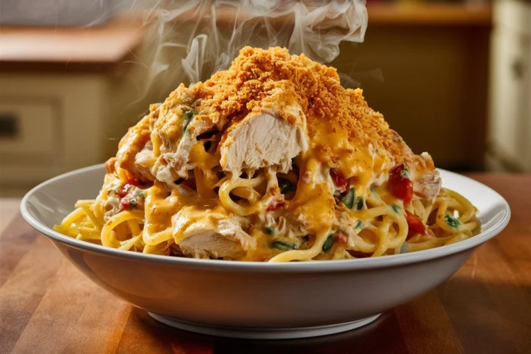 Close-up of Cheesy Crack Chicken Pasta on a plate, ready to serve.