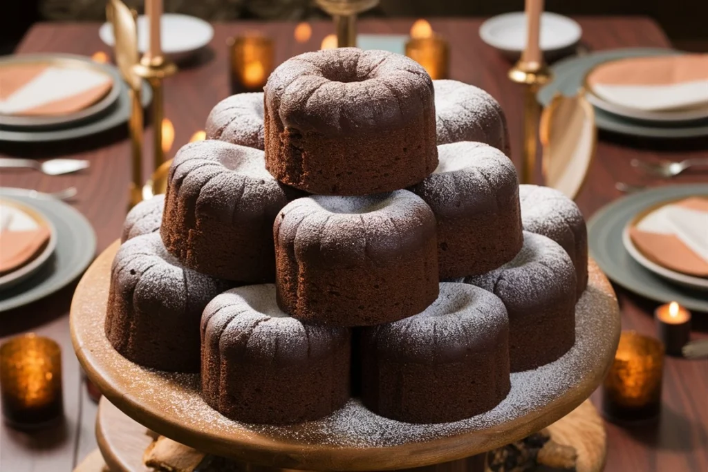 Slice of homemade chocolate pound cake on a plate with a fork.
